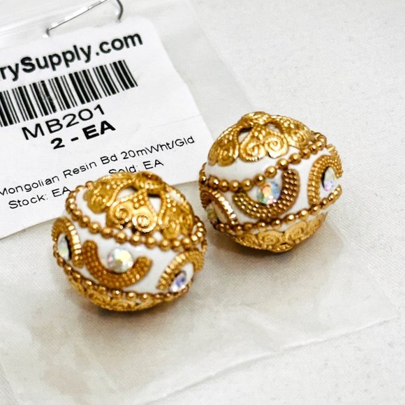 HTF Mongolian Resin Beads 20 mm - Lot of 10 - Picture 4 of 4